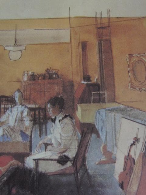 小磯良平、【室内】、希少な限定額装用画集画、新品高級額 額装付