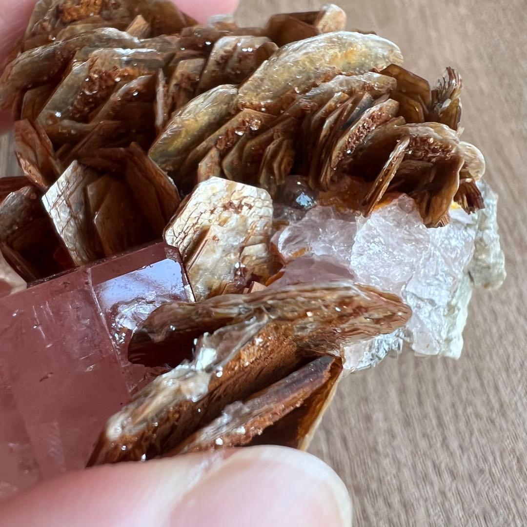 蛍光 ピンク アパタイト マスコバイト 共生 鉱物 標本 原石 フルオレッセンス