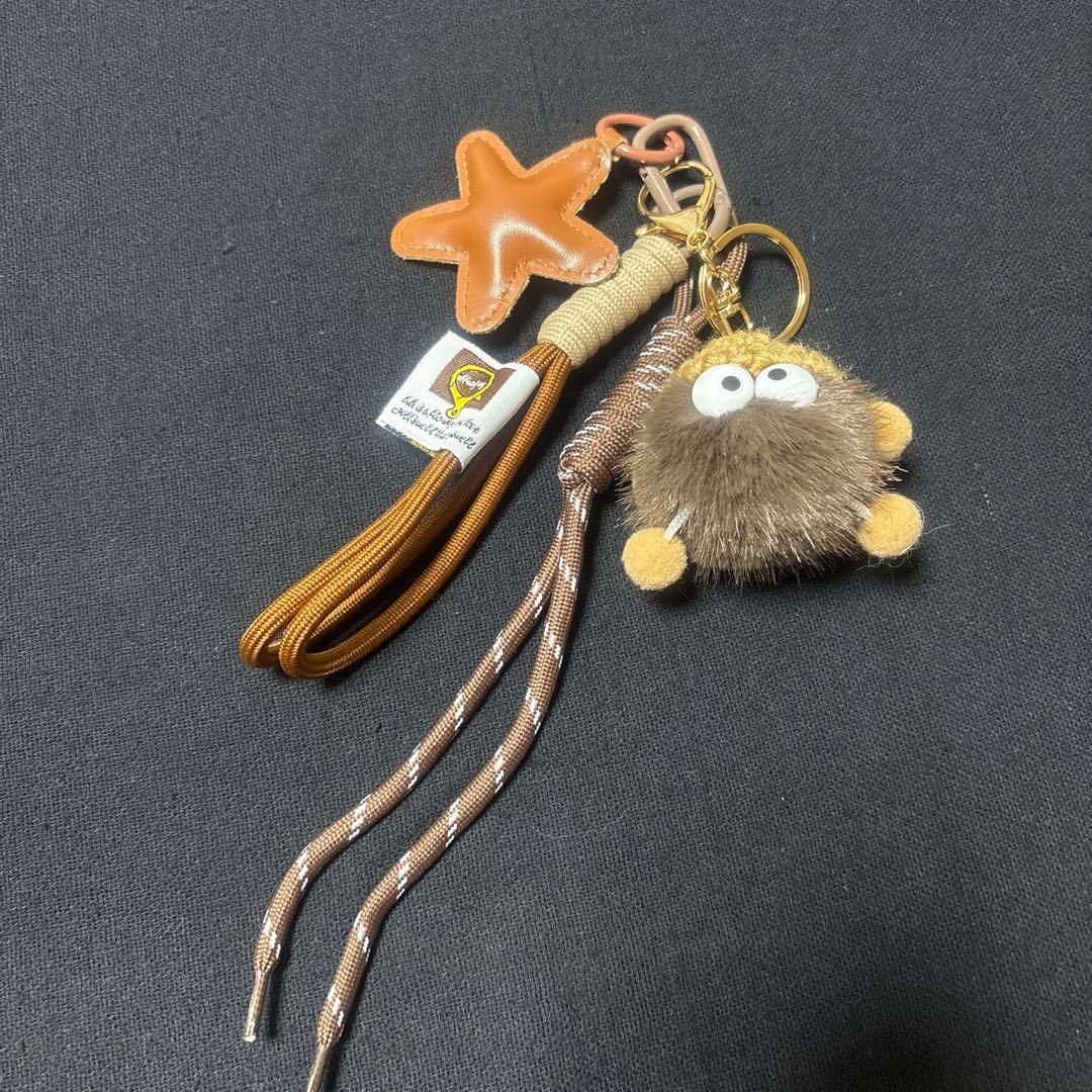 じゃらじゃらキーホルダー パラコード バッグチャーム もけもけ