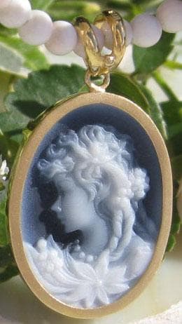 新品 ミュラー氏 ストーンカメオ K18 ペンダントトップ ブロッサム 女性 花