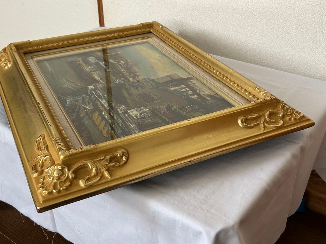 高橋益之 【小樽運河】油絵　F4号　油彩画　額縁