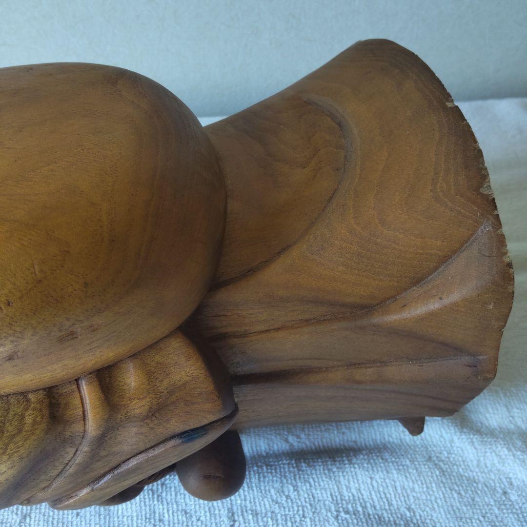 美品 布袋様 35㎝ 3㎏ 芯材上等品の木彫り 布袋尊 蔵出し