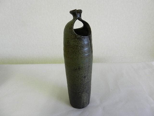 黒田光楽窯 「黒田光楽（耕三朗）」作 萬古焼花入（約高26㌢、口4