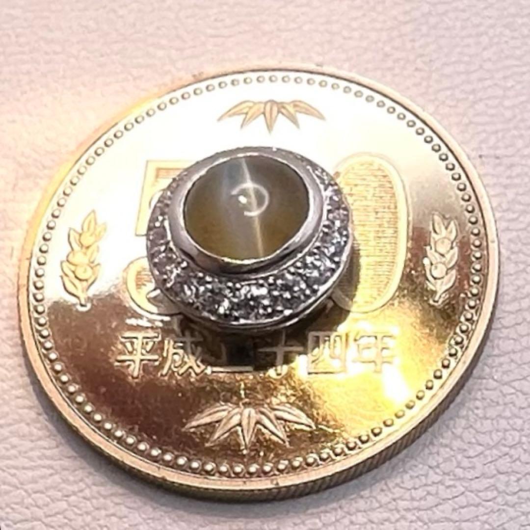 プラチナpt900 ペンダントトップ　キャッツアイ　ダイヤ　2.52 g