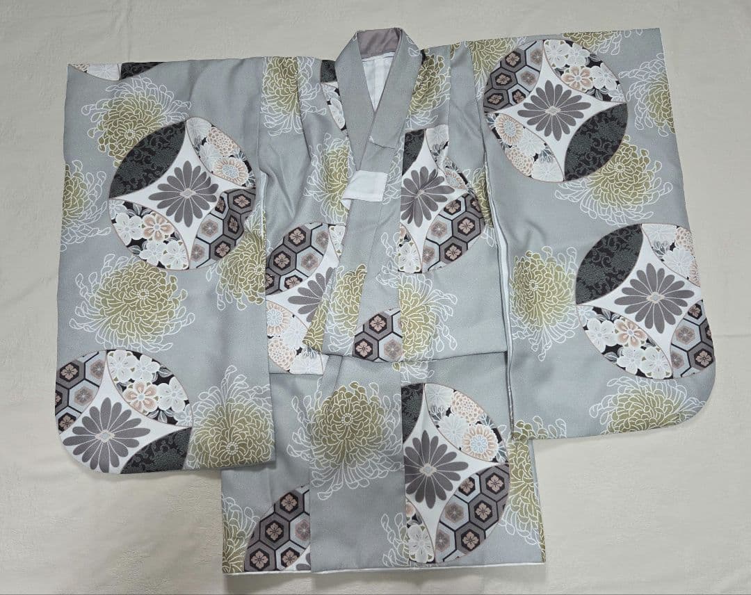 【値下げ中】utatane 七五三 被布コートセット ベージュ金彩×ミント七宝