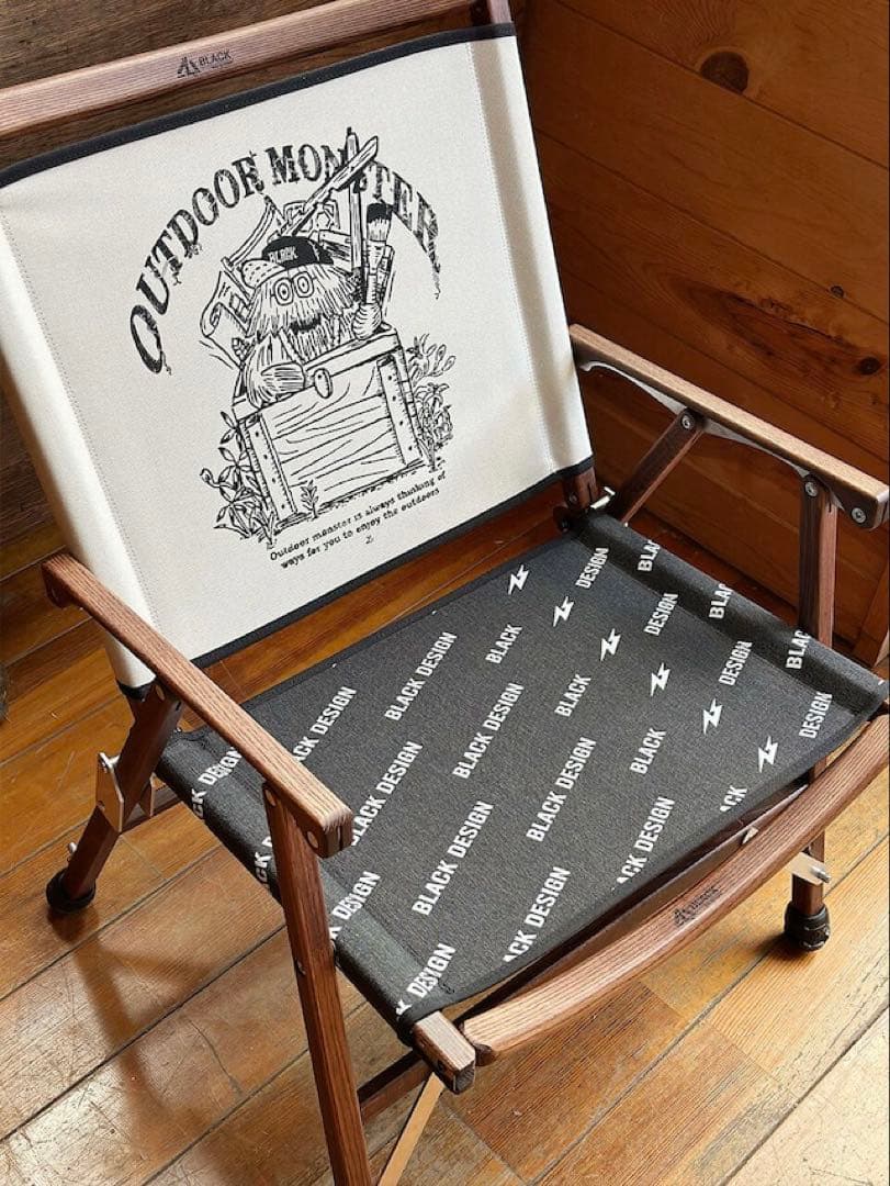 新品未開封 BLACK DESIGN BD ロー チェアー ODM 柄 ブラック