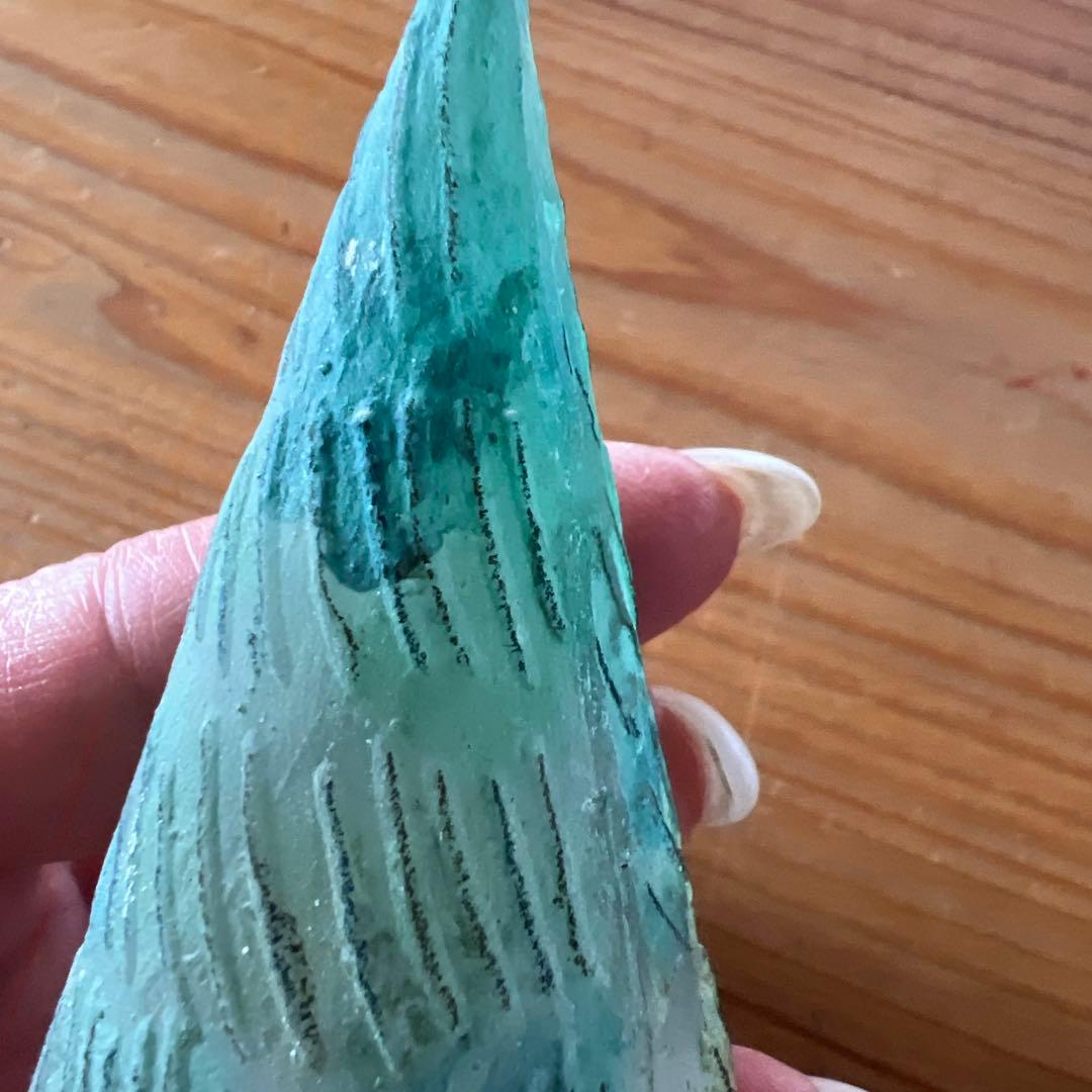 A小　ガラス作家　安達知江　木　クリスマスツリー　型置物 グリーン