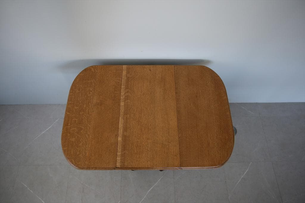 英国アンティーク木製ゲートレッグテーブル/ダイニング机バタフライ(92