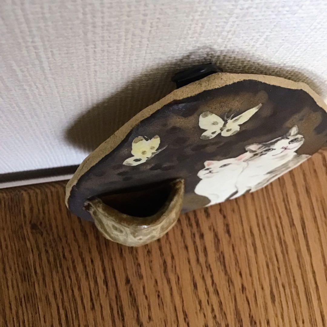 森安幸代 acne pottery studio 壁掛け一輪挿し 壁掛け花器 猫