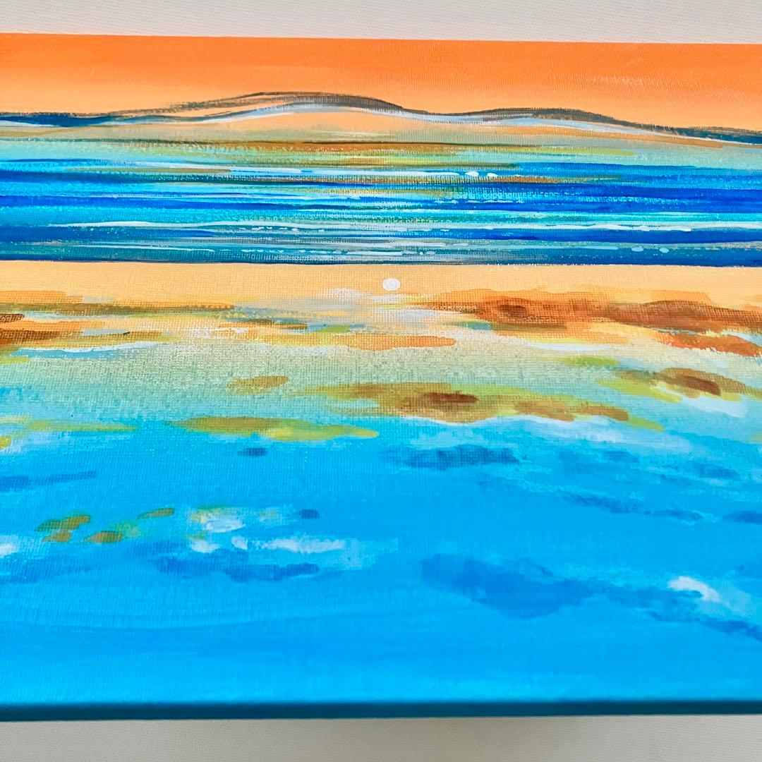 sunset＊4号キャンバス 絵画 原画 風景画 海 空 夕日 ハワイ 沖縄