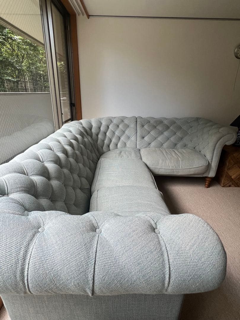 コ*イ様 フレンチグレー ボタンタッセル コーナーソファ