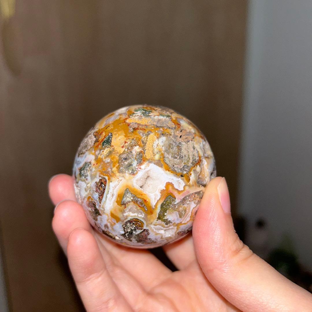 オーシャンジャスパー スフィア 結晶 ジオード 56.3ミリ