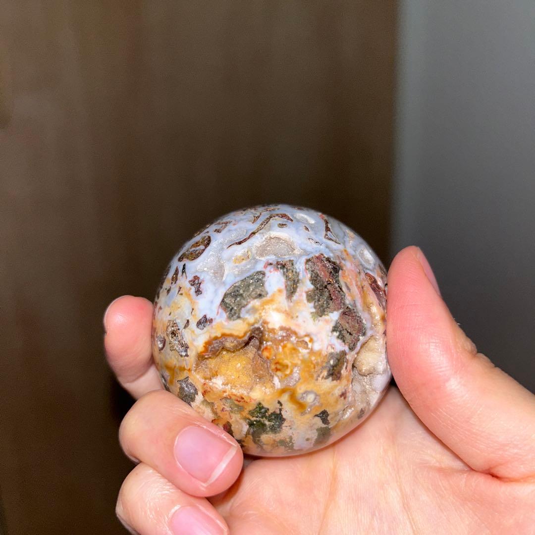 オーシャンジャスパー スフィア 結晶 ジオード 56.3ミリ