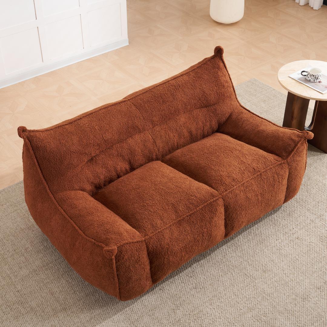 【二人掛けソファ / ブラウン】圧縮ソファ クッションソファー ふわふわ感