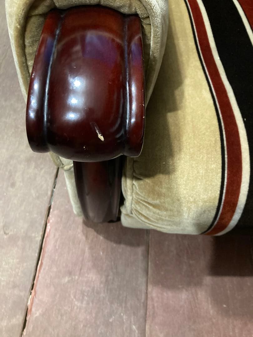 ☆激レア☆ビンテージソファー☆ベロア地☆ストライプがお洒落☆A