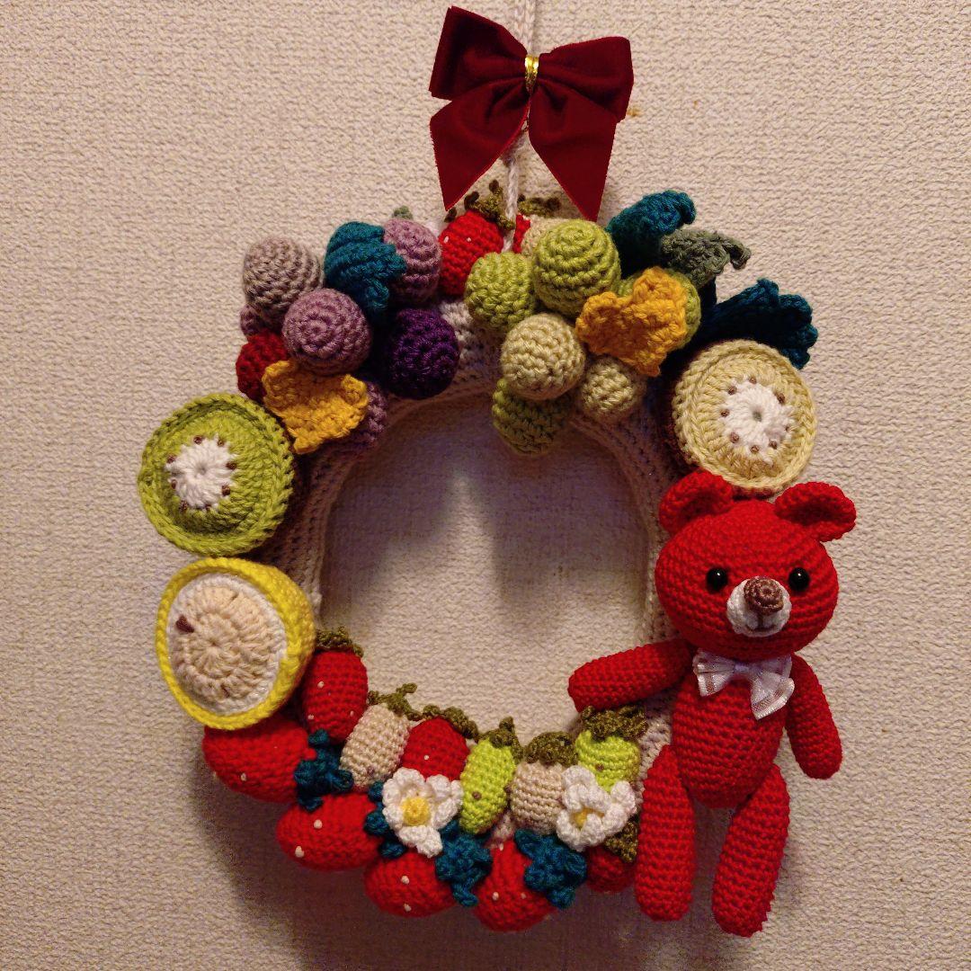 【ハンドメイド】くまとフルーツのリース