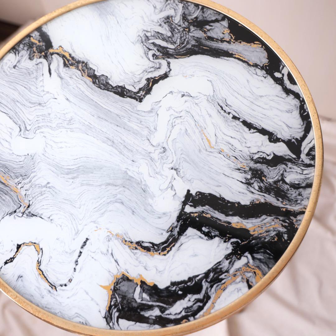 サイドテーブル　ゴールド　大理石風　アンティーク調