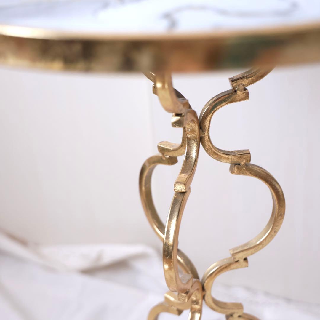 サイドテーブル　ゴールド　大理石風　アンティーク調