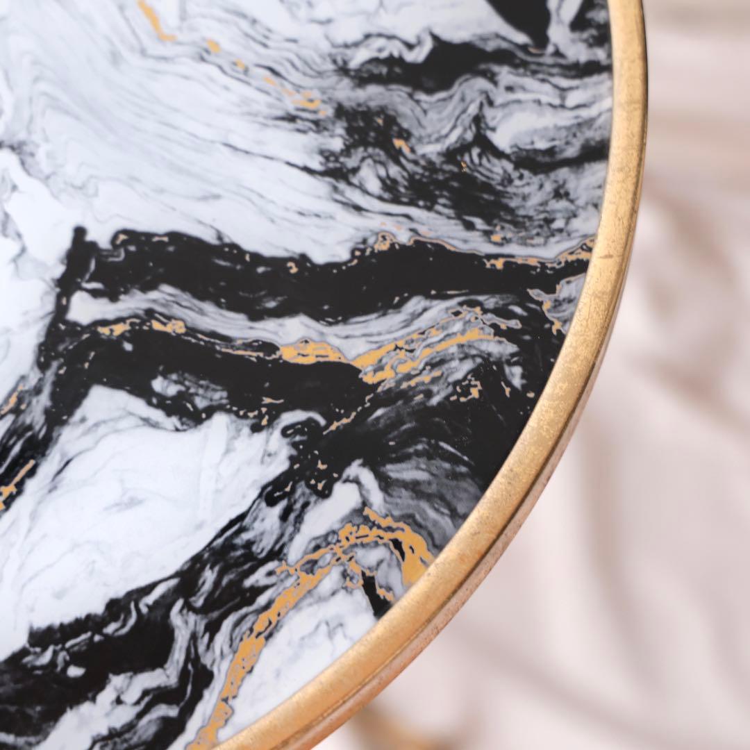 サイドテーブル　ゴールド　大理石風　アンティーク調