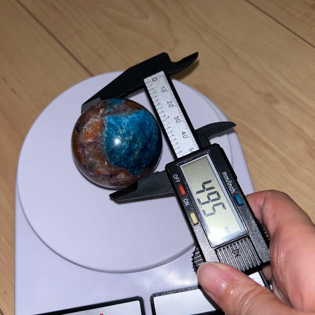 49.5ミリ レア レピドライト サンストーン アパタイト共生 スフィア 天然石