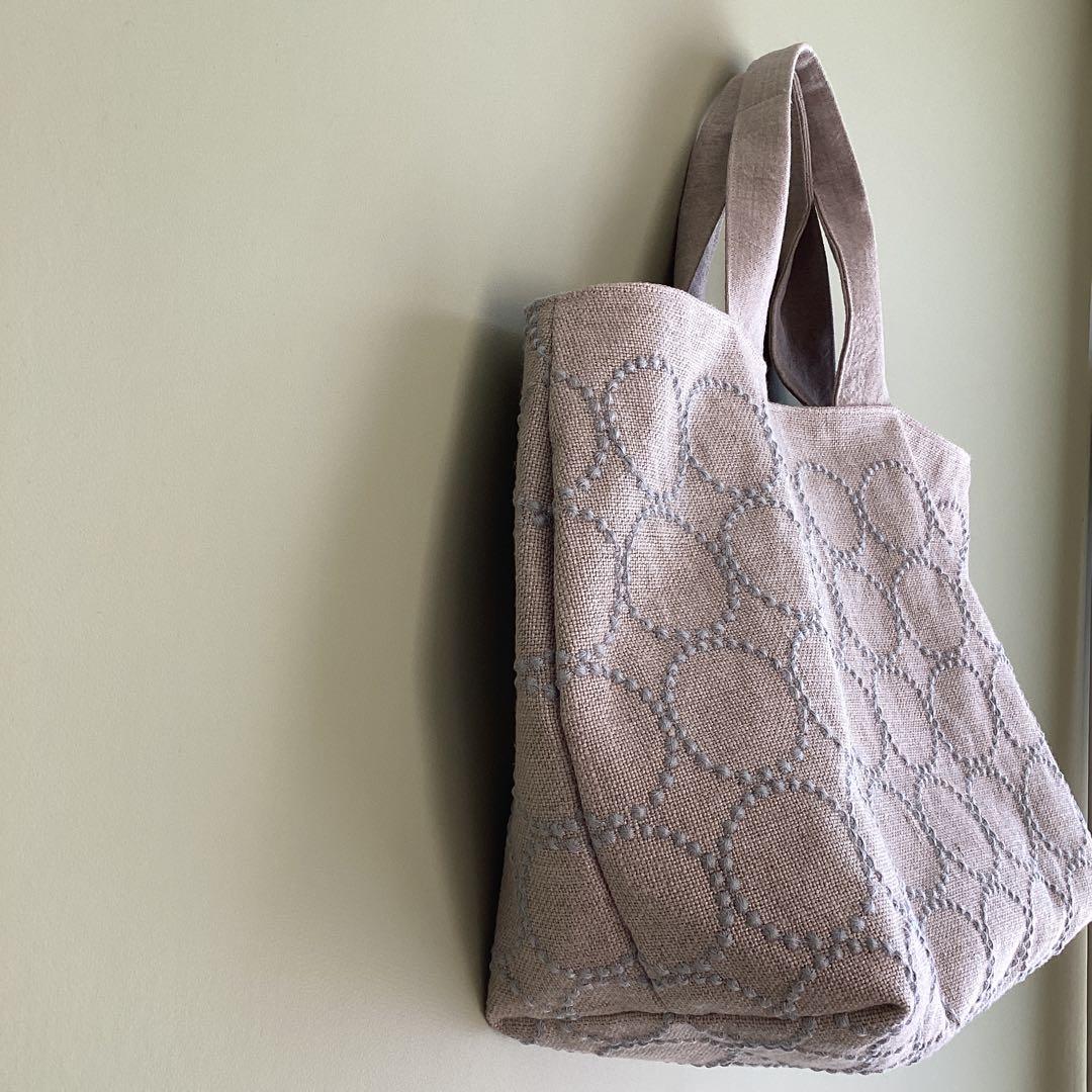 ミナペルホネンタンバリン両面でトートバッグ ハンドメイド