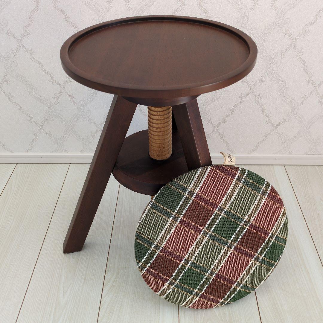 中古　スツール　３脚　チェック　椅子　木