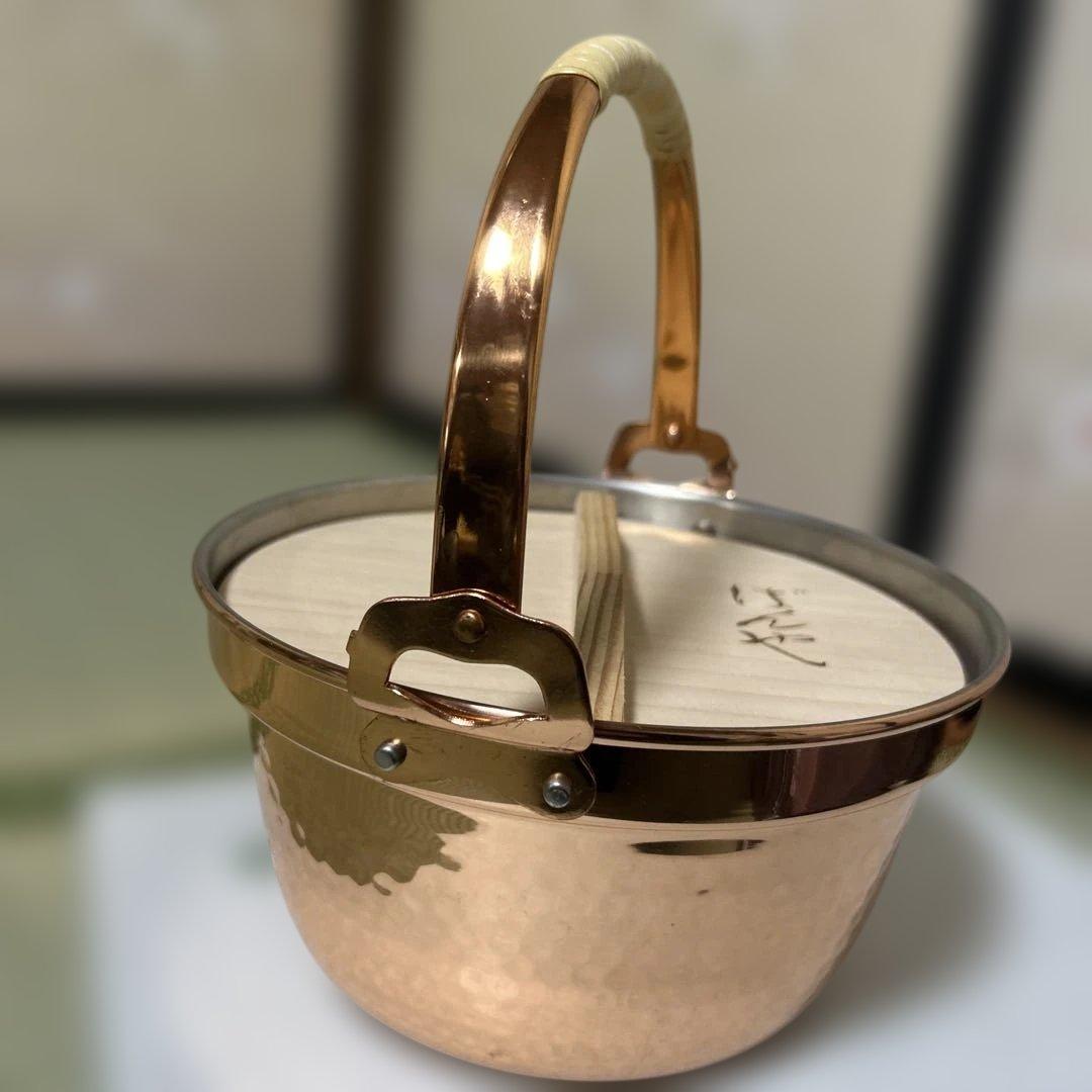 ばんや鍋　COPPER100 銅鍋　純銅　鍋　新品　未使用　木蓋付 山菜鍋