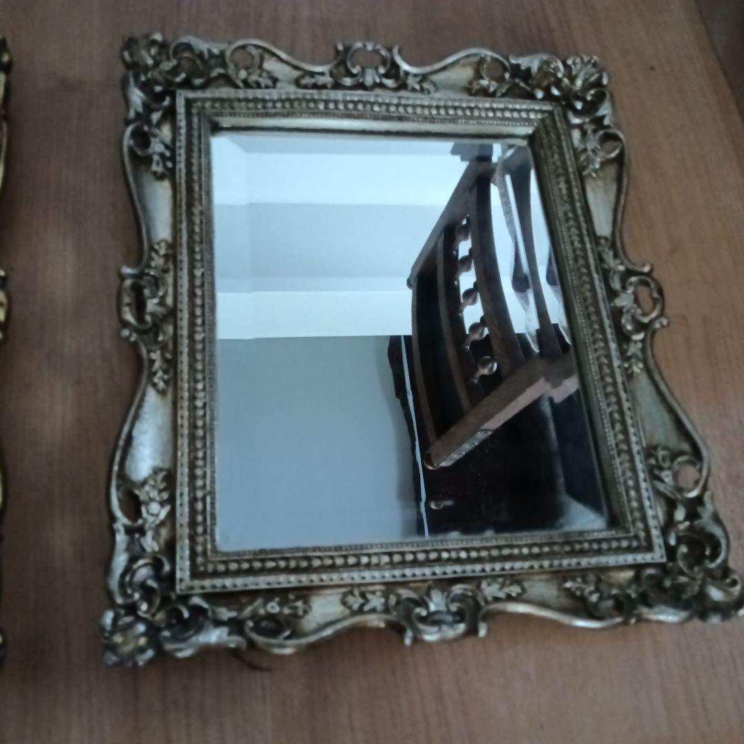 美品　ロココ調アンティーク仕上げ　鏡2枚セット