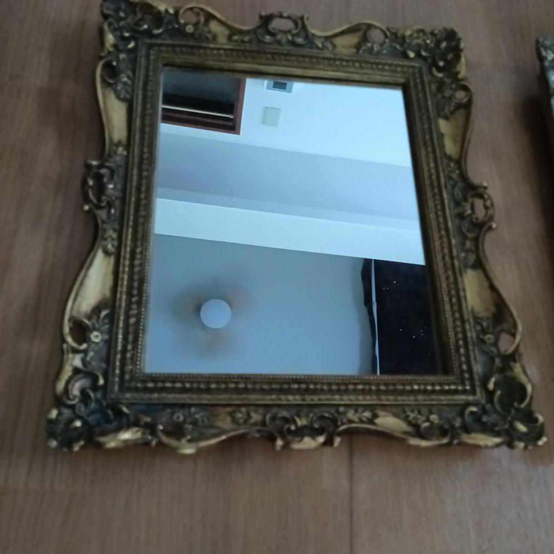 美品　ロココ調アンティーク仕上げ　鏡2枚セット