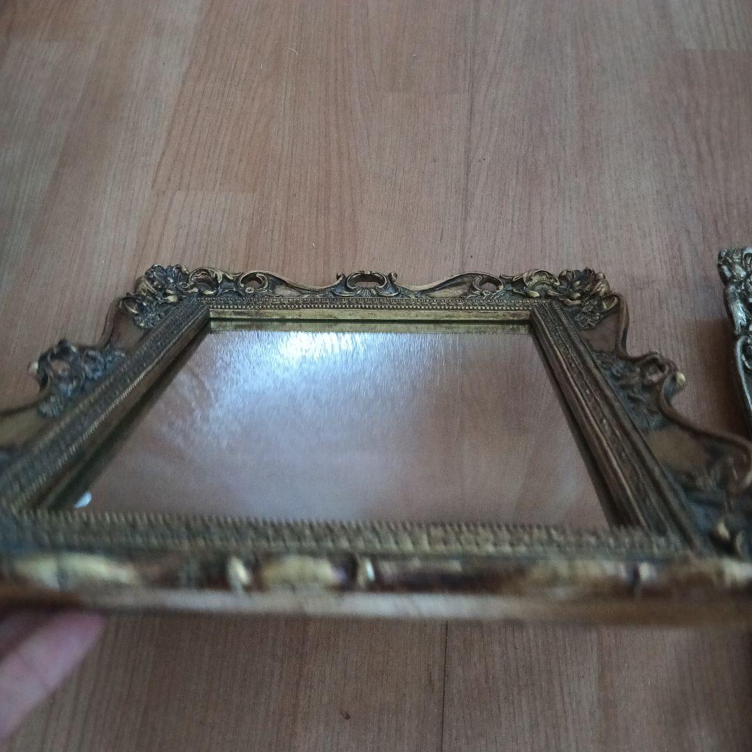 美品　ロココ調アンティーク仕上げ　鏡2枚セット