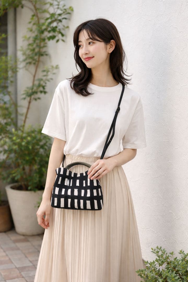 ⚮̈ミナペルホネン　sora check black ヌッピバッグＳ