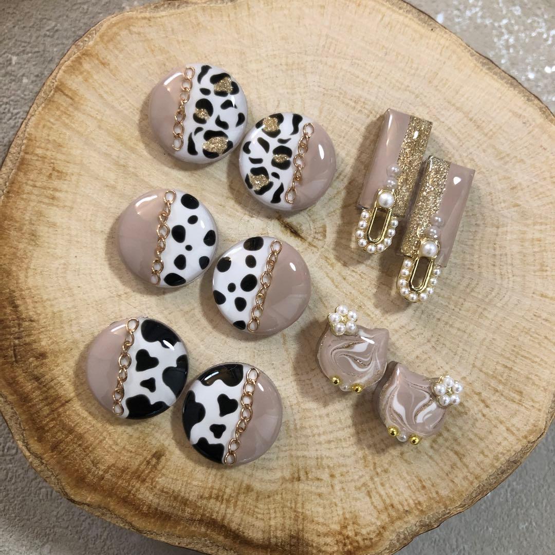 R-653 ✴︎レジンカボション✴︎アニマル柄モカベージュ5種♡⁎⁺˳