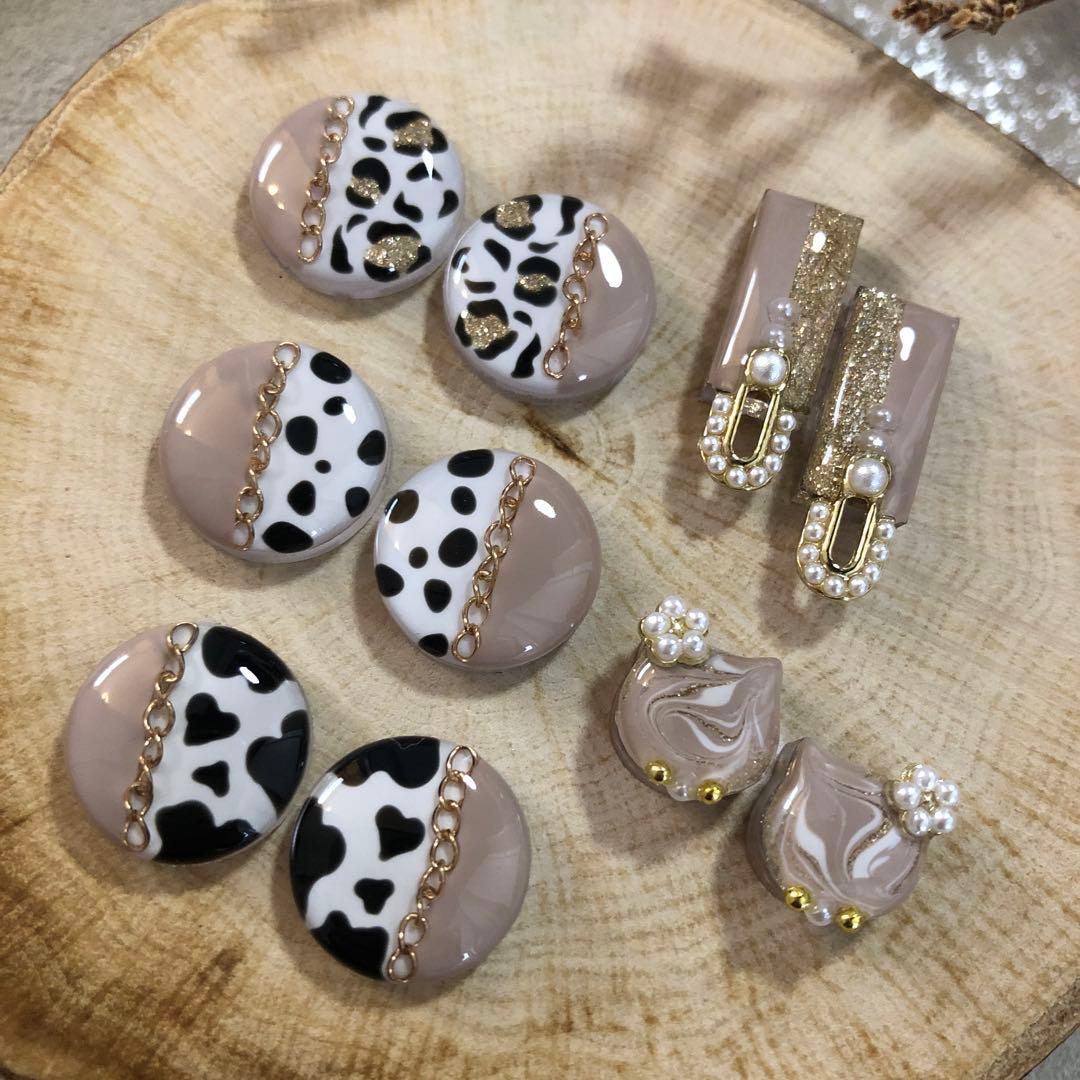 R-653 ✴︎レジンカボション✴︎アニマル柄モカベージュ5種♡⁎⁺˳