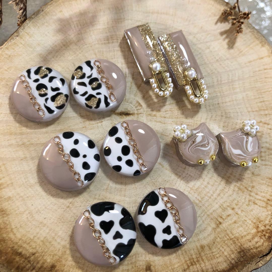 R-653 ✴︎レジンカボション✴︎アニマル柄モカベージュ5種♡⁎⁺˳
