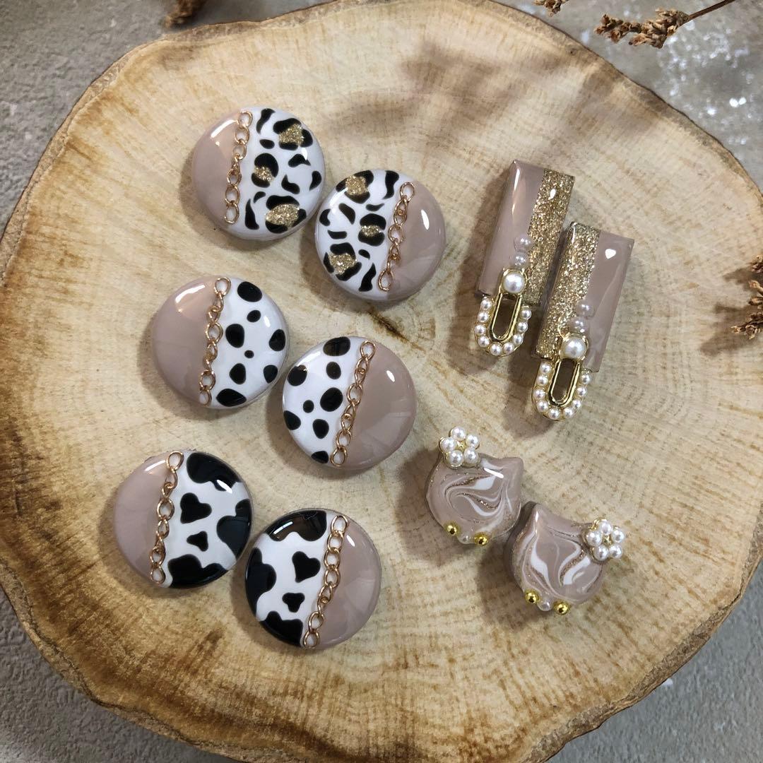 R-653 ✴︎レジンカボション✴︎アニマル柄モカベージュ5種♡⁎⁺˳