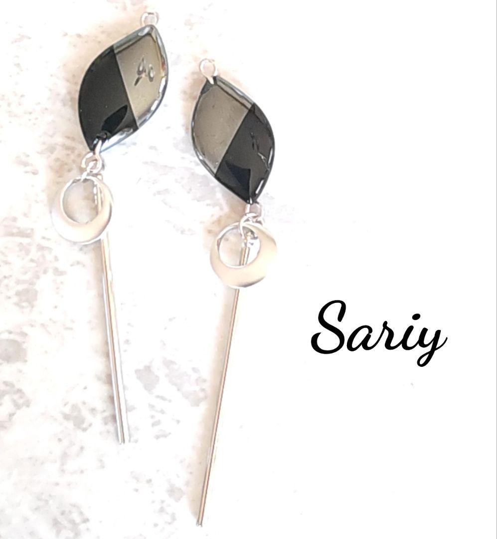 （保留）ブラックツートーン×シルバースティック　ピアス＊イヤリング