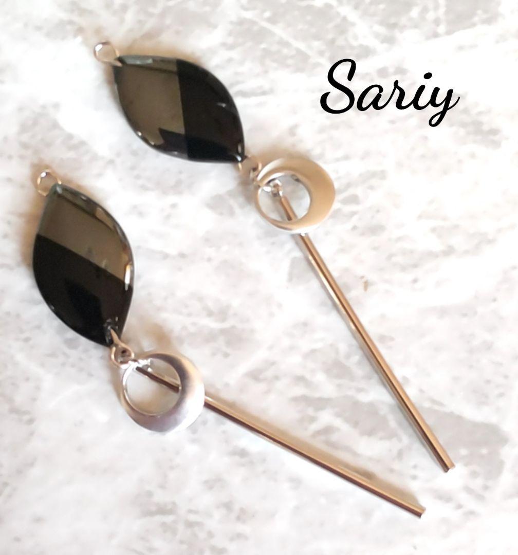 （保留）ブラックツートーン×シルバースティック　ピアス＊イヤリング