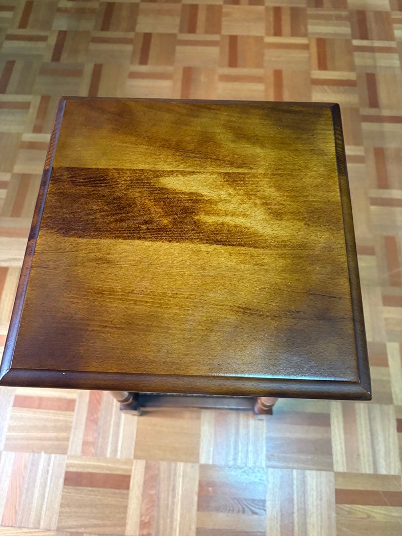 オールドカリモク 花台 電話台 ラタン サイドテーブル アンティーク