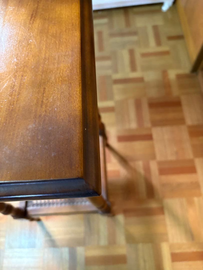 オールドカリモク 花台 電話台 ラタン サイドテーブル アンティーク