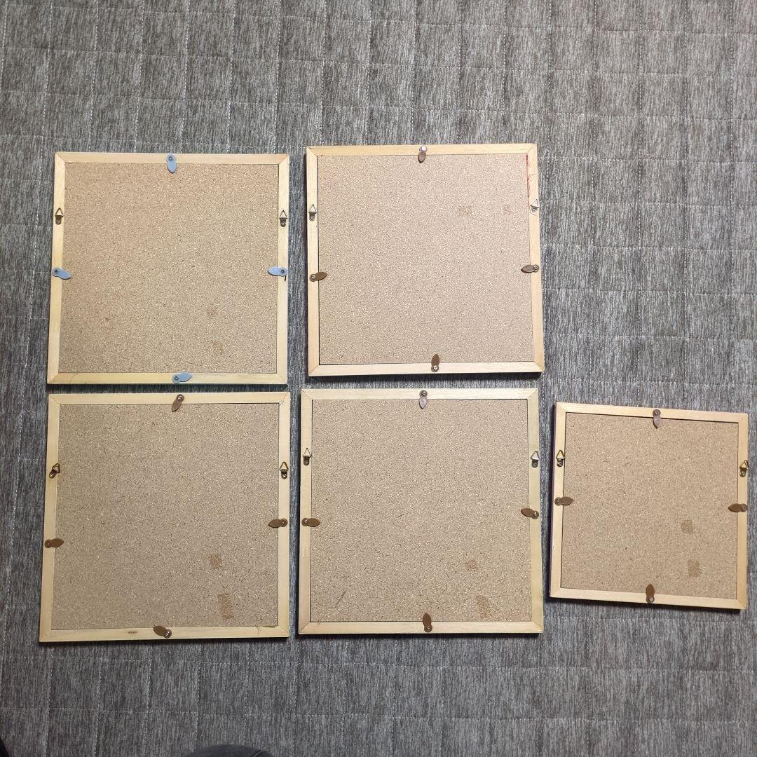 スヌーピー　きりこみパッチワーク　完成品　5点セット　額入り　レトロ