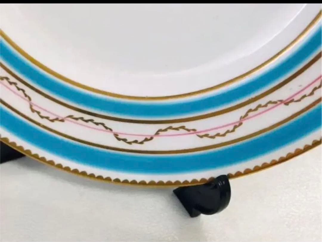 アンティークミントン　ターコイズブルー　フラワーブーケ