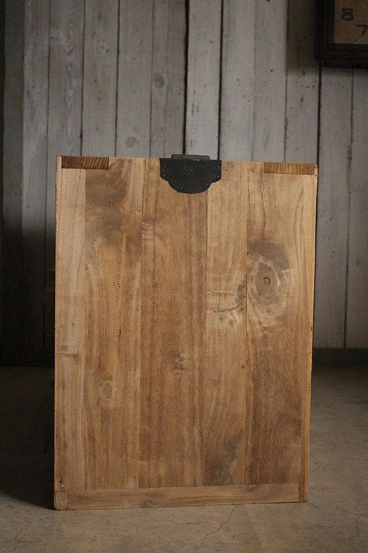 前面ガラスの木製引き出し2段　食器棚　シャツケース　収納棚　古家具