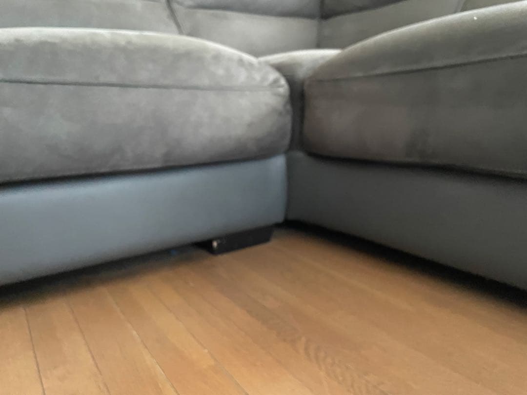 グレー L字型 ファブリックソファ