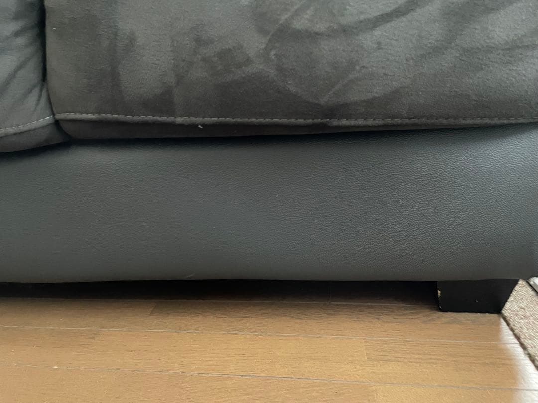 グレー L字型 ファブリックソファ