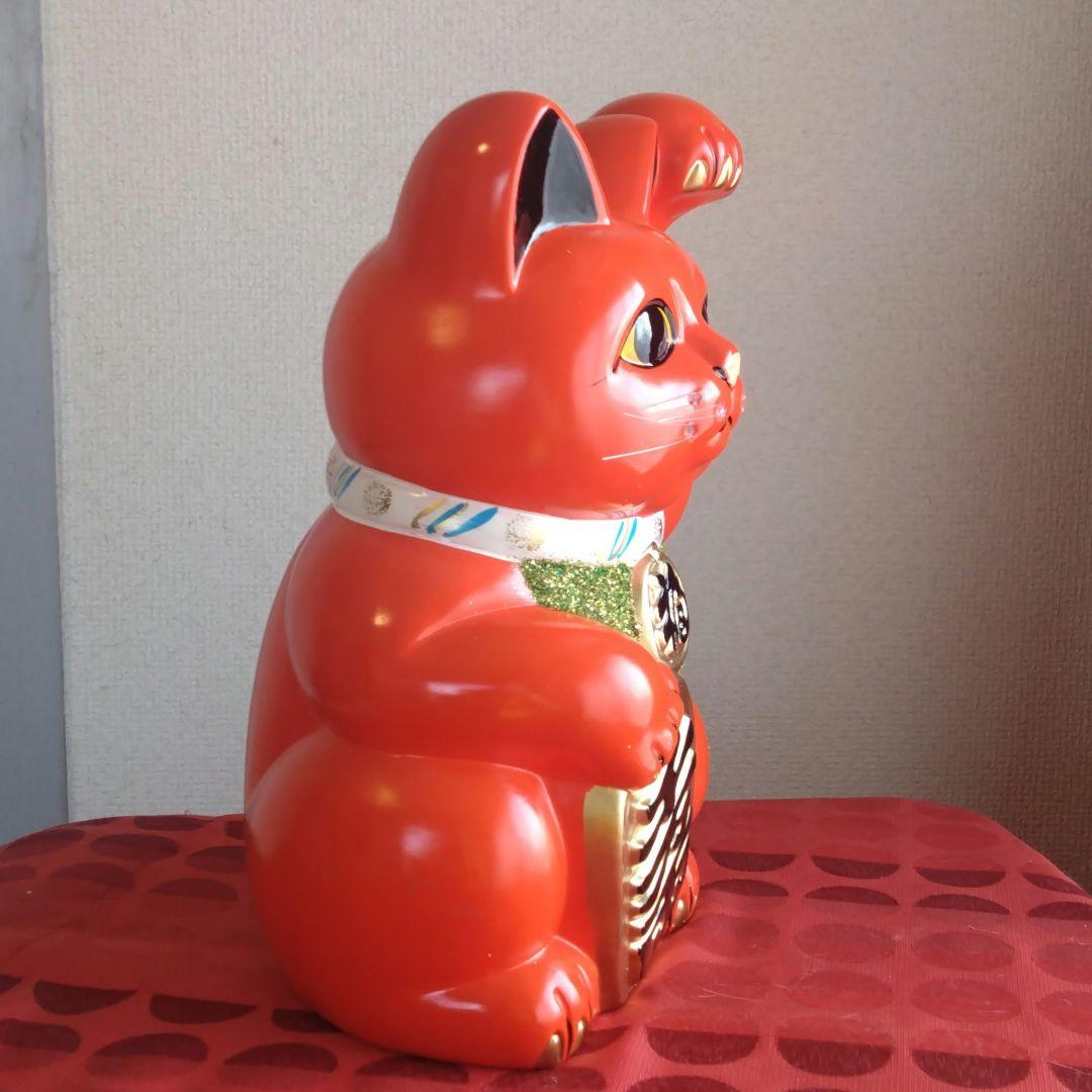 1/4迄年越し値引✨◉病気除け招き猫 御守りに》赤色猫左手8号手長・現品限り