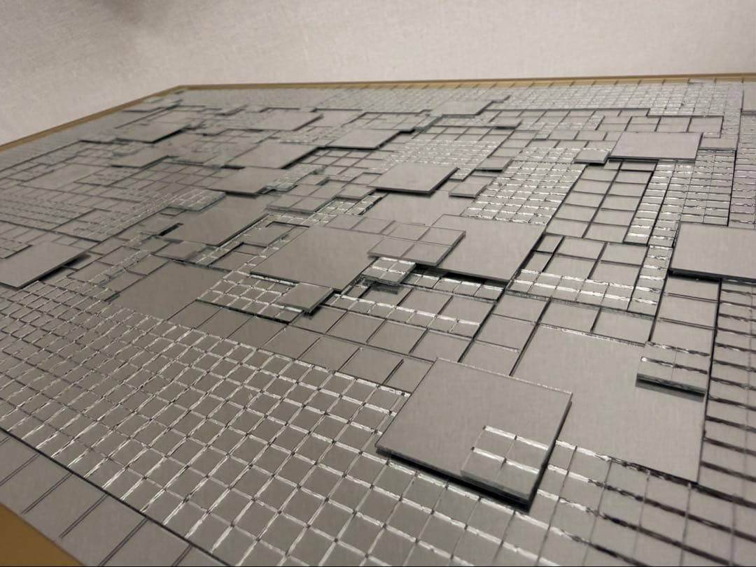 ミラーアート壁掛け鏡 A3 30×42cm モダン シルバー 額縁付き 北欧風
