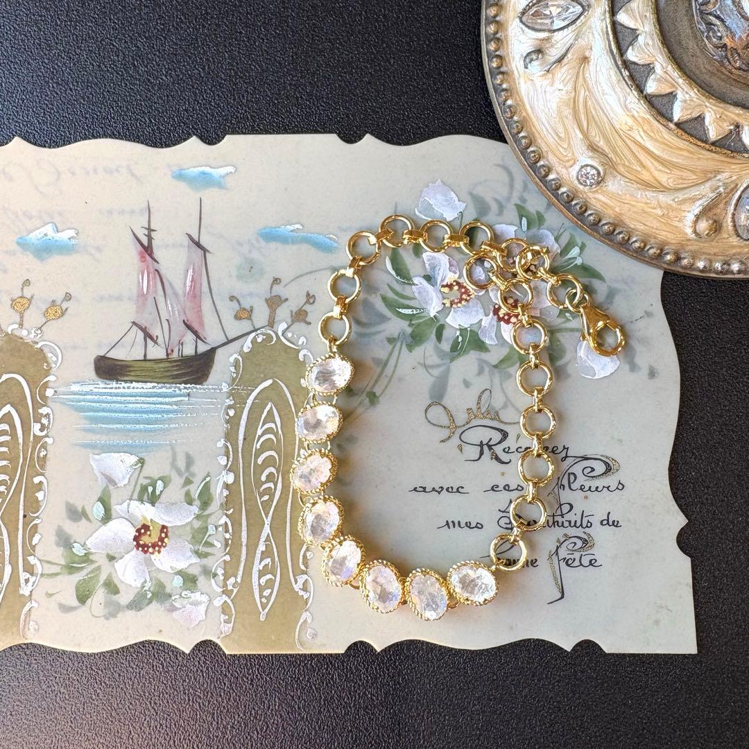 《1点限定》ブルームーンストーンルース品質＊オーバルブレスレット