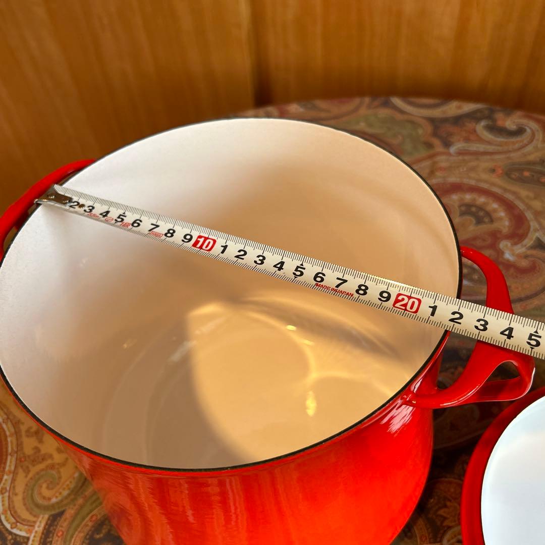 163◆DANSK 深鍋　両手鍋　赤いホーロー　チリレッド