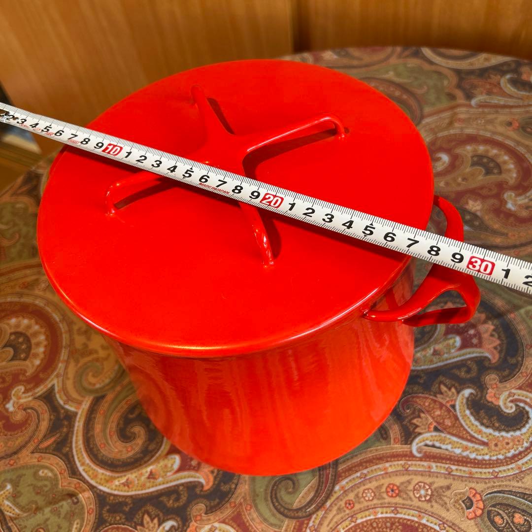163◆DANSK 深鍋　両手鍋　赤いホーロー　チリレッド