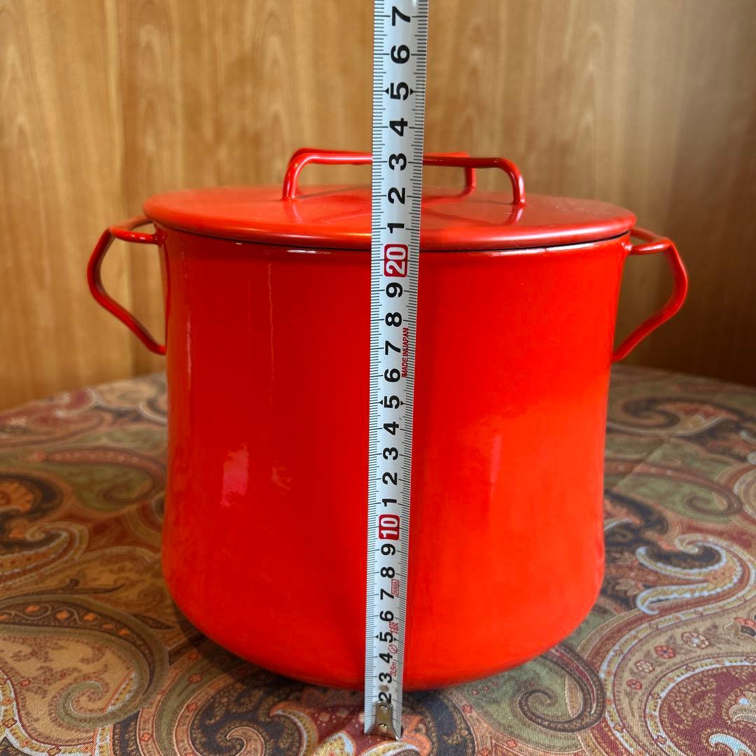 163◆DANSK 深鍋　両手鍋　赤いホーロー　チリレッド